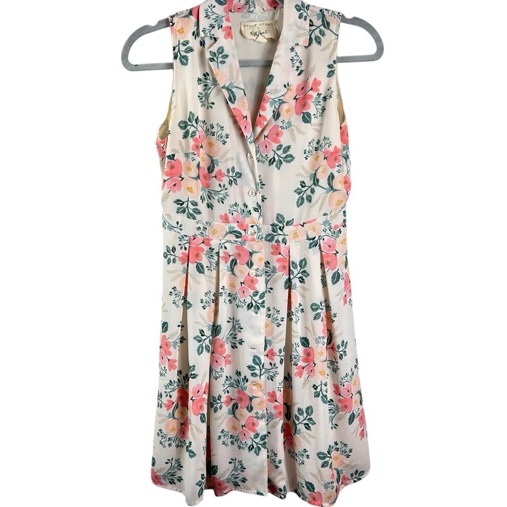 Paper Crown x Rifle Paper Co. floral sleeveless shirt dress Sleeveless Dress